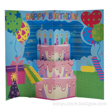 Music birthday greeting card, 40 seconds music chip, 3D structure for the card